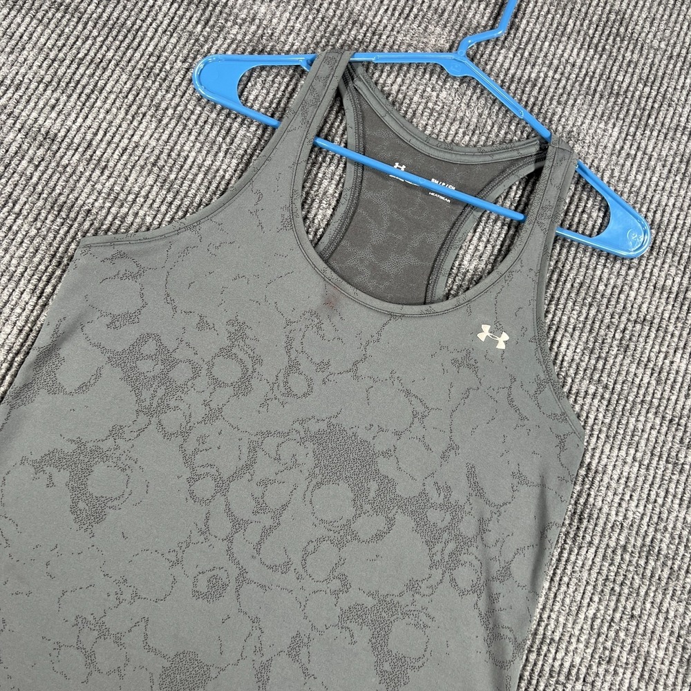Under Armour Tank Top Womens Small Gray Geometric HeatGear Sleeveless Athletic